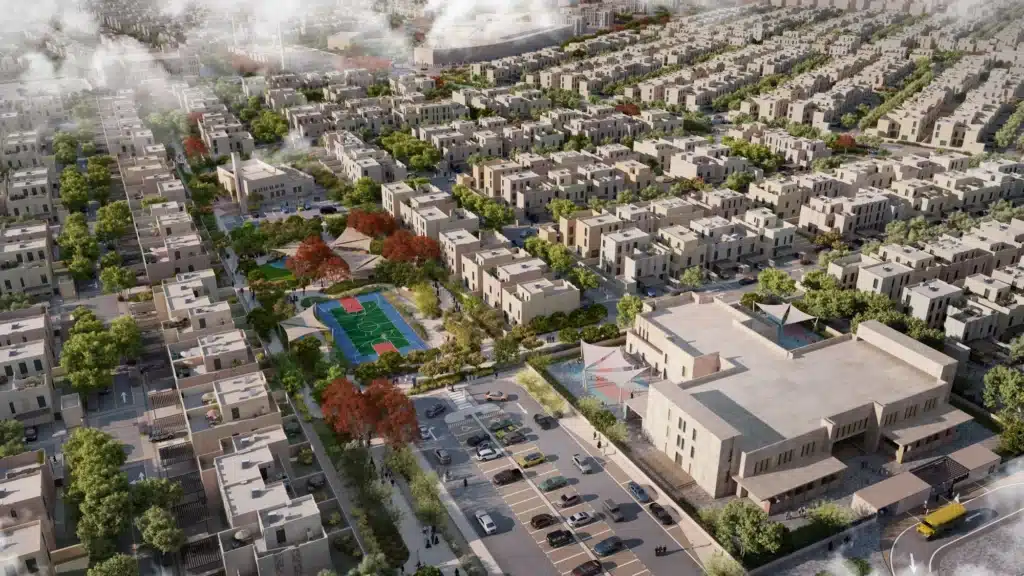 منظر عام لمشروع سدره في الرياض يوضح امتداد الوحدات السكنية الحديثة