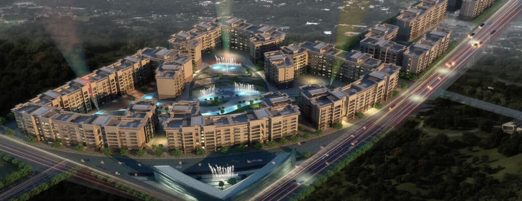 مبنى معماري حديث بتصميم هندسي مميز في السعودية