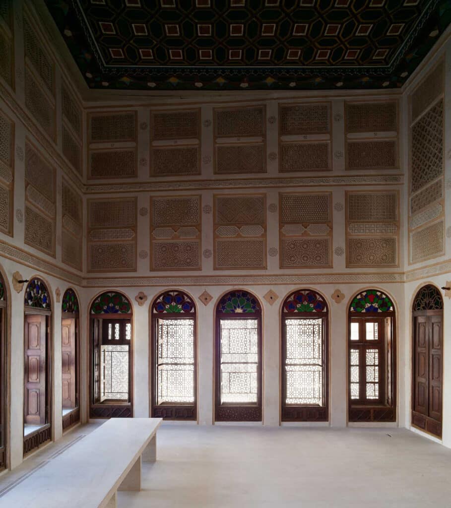 Restored fa&ccedil;ade of the Siyadi Pearl Museum in Muharraq, Bahrain