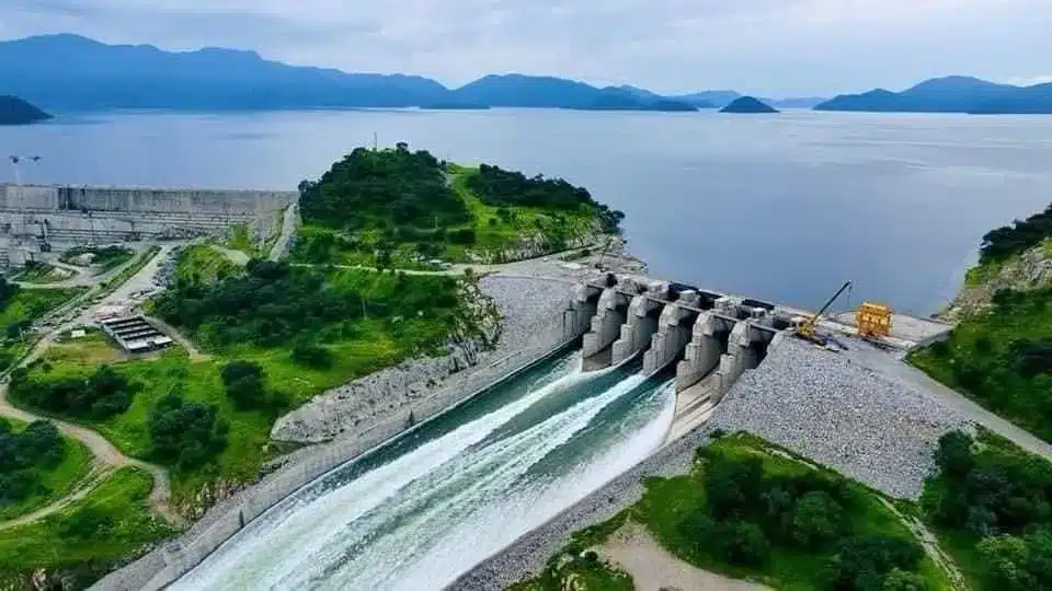 Aerial view of the Grand Ethiopian Renaissance Dam after major construction progress