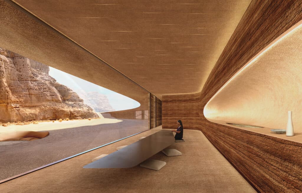 Desert dwelling in AlUla integrated with natural rock formations
