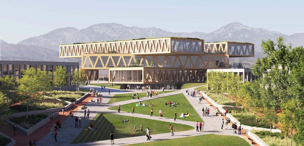 تصميم داخلي لمركز روبرت داي للعلوم يظهر المساحات الواسعة والضوء الطبيعي