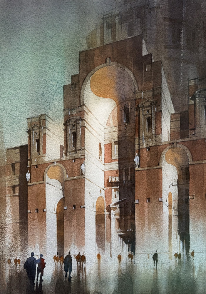 رسمة خطية يدوية لمخطط معماري دقيق