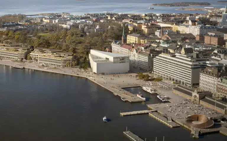 Aerial view of the proposed museum site near the City Market and Katajanokka.