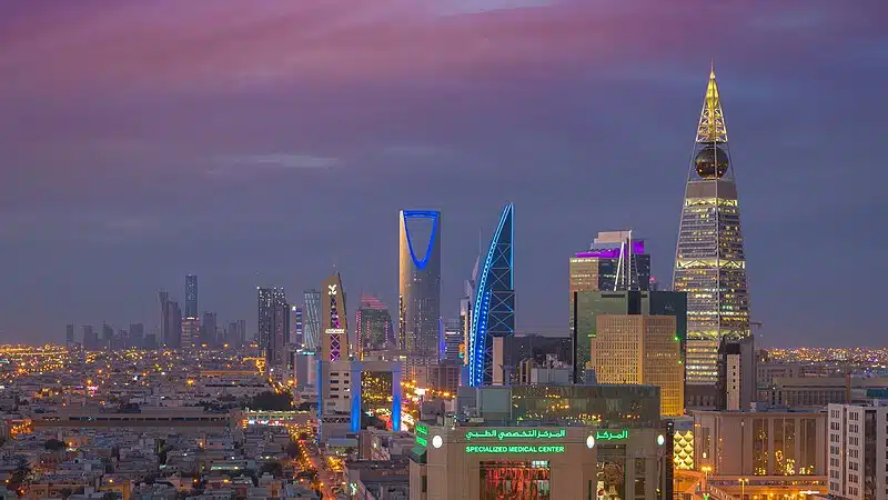Night lighting of Olaya Towers in the heart of Riyadh
