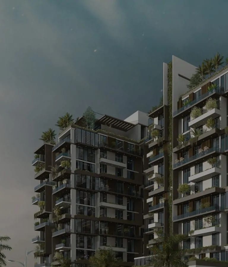 Architectural rendering of Garden Tower showing massing and spatial layout