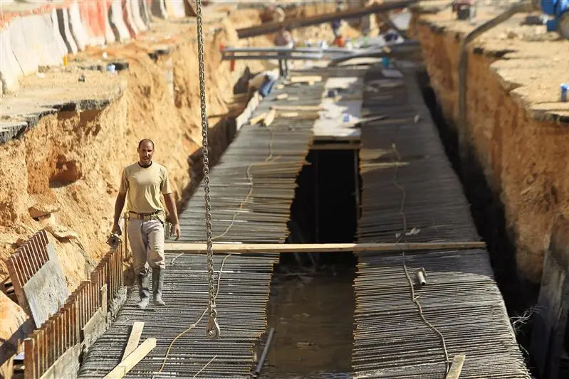 Construction activity at Al-Urubah Park, preparing infrastructure for future green spaces