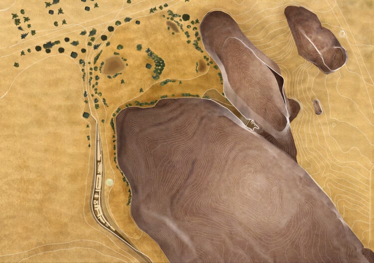 Rammed-earth wall reflecting the traditional desert architecture