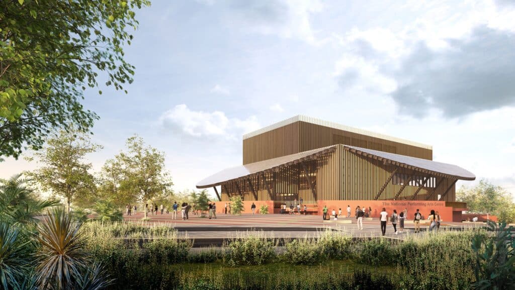 Timber columns detail at the National Performing Arts Centre