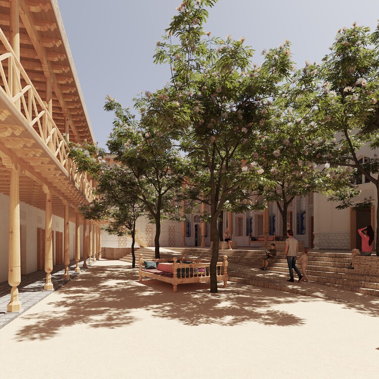 3D rendering of the Jadids&rsquo; Legacy Museum showing the interplay of modern volumes with historic character.