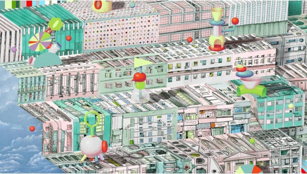 نموذج ثلاثي الأبعاد لمبنى حديث ضمن المعرض