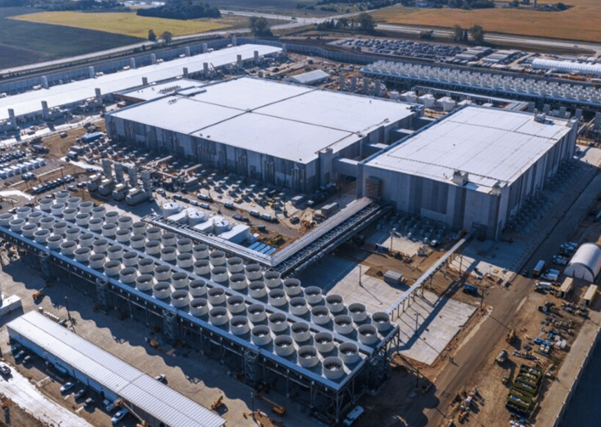 Wide view of the Fairwater data center site and its surrounding landscape