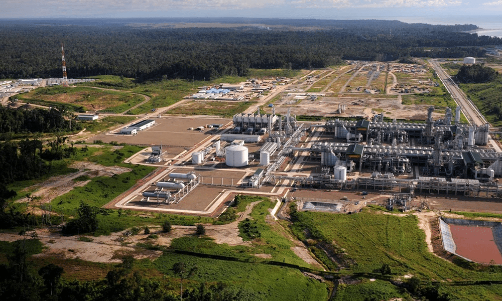 Structural details of industrial facilities at the Tangguh gas project in Papua Barat