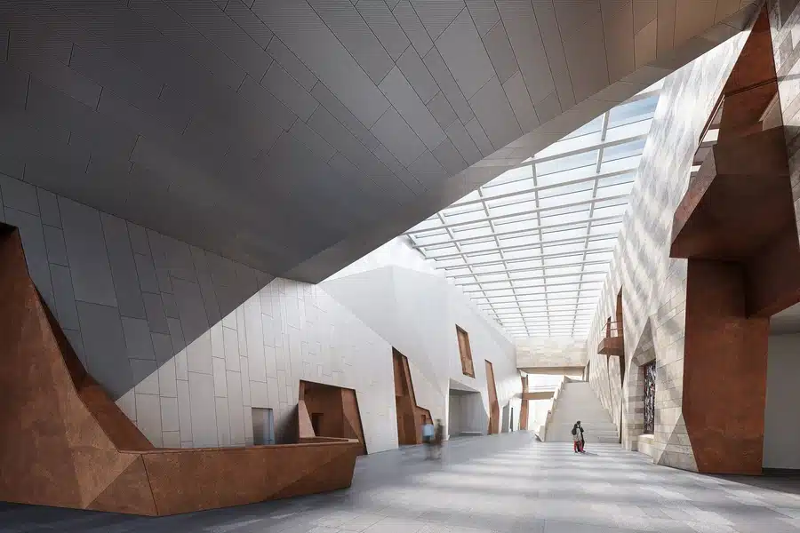 Naturally lit interior atrium known as the “Art Street” inside the museum