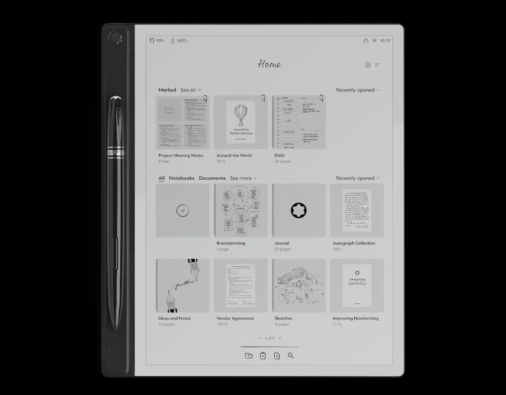 High-resolution E Ink display resembling paper for a comfortable writing experience
