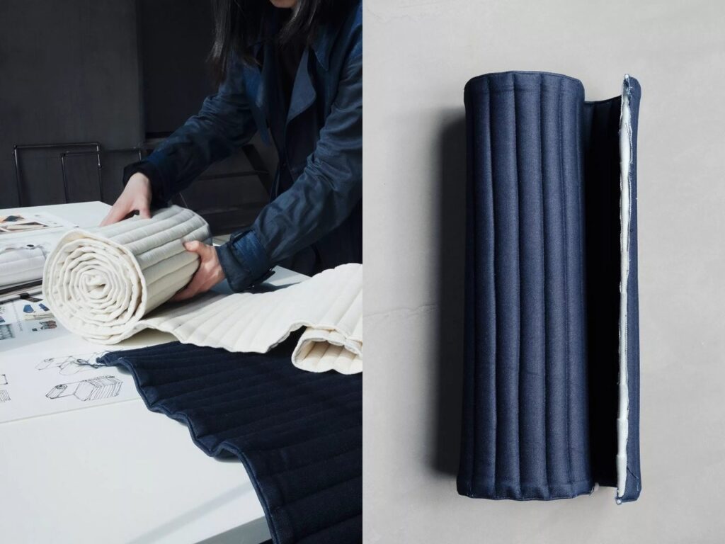 Roll-up Chair fully disassembled and hung on the wall