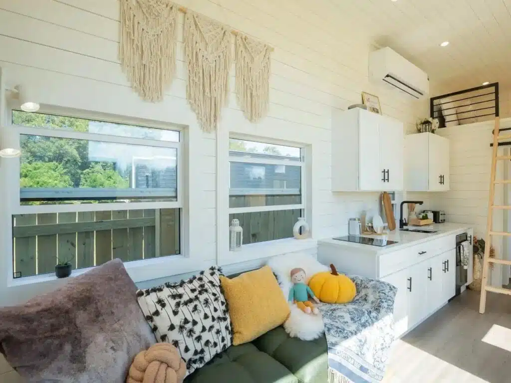 Webster living room with high ceilings and abundant natural light