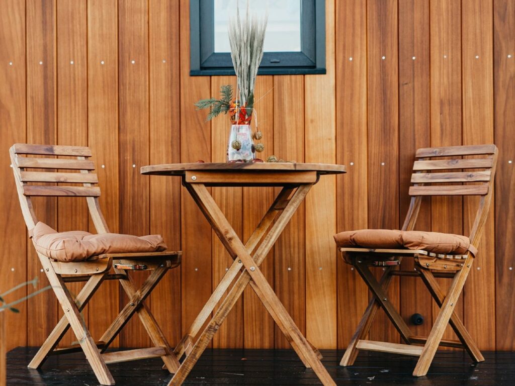Exterior view of Tiny Getaway small house with inverted design amidst nature