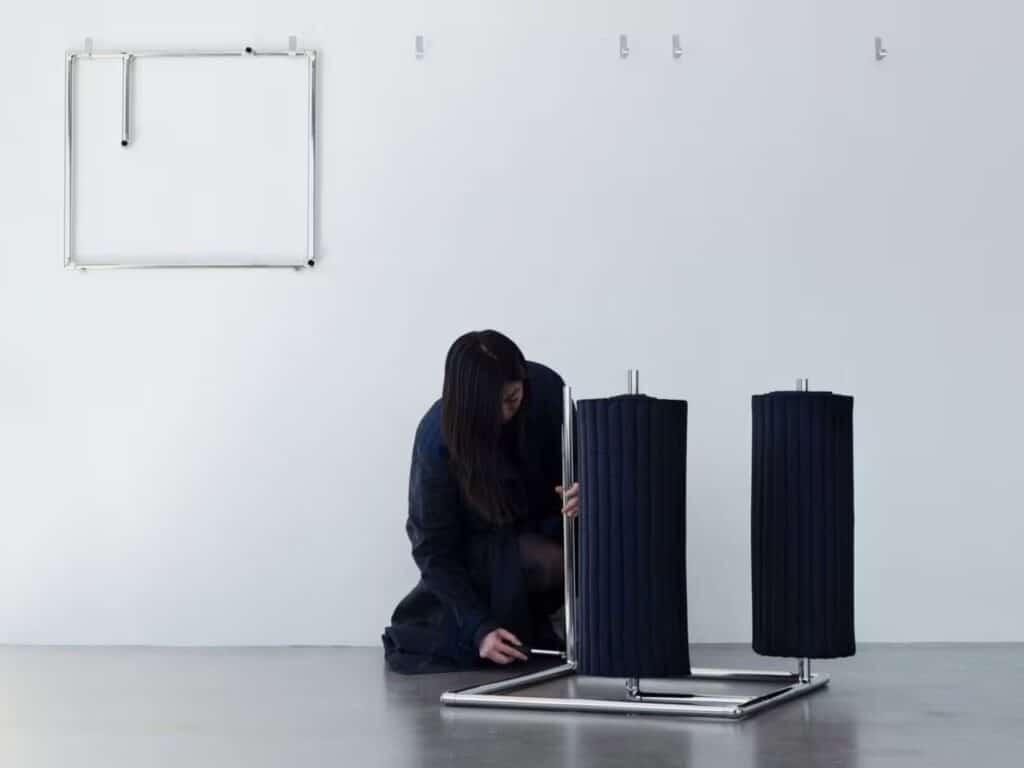 Roll-up Chair fully disassembled and hung on the wall