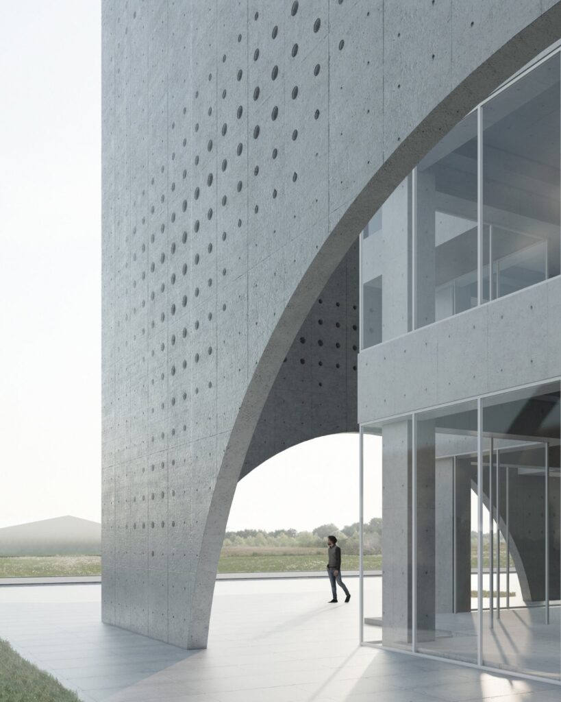 Natural light filtered through openings, creating shifting shadows inside the interior spaces.