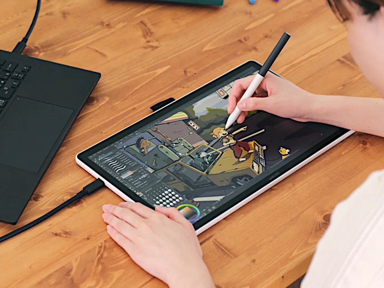 Wacom One 14 display with 1920x1080 resolution and slim bezels.