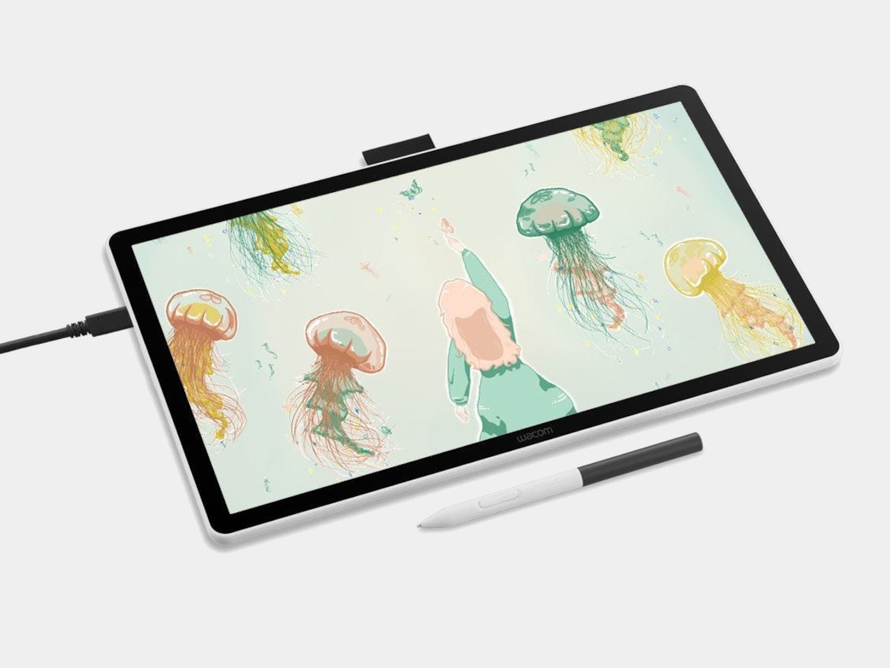 Wacom One 14 display with 1920x1080 resolution and slim bezels.
