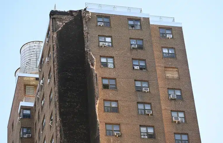 Partial collapse in a residential building in the Bronx after a gas explosion