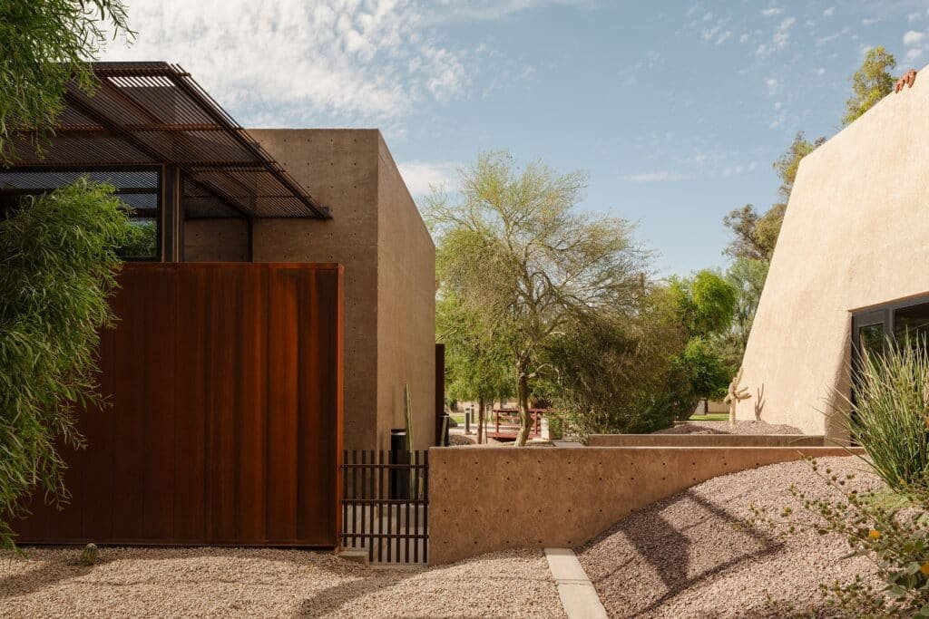 Exterior view showing the new Cocopah Museum expansion blending seamlessly into the desert terrain.