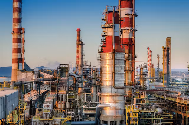 منظر جوي للمجمع الصناعي في تاراغونا حيث يُنتج البنزين المتجدد.