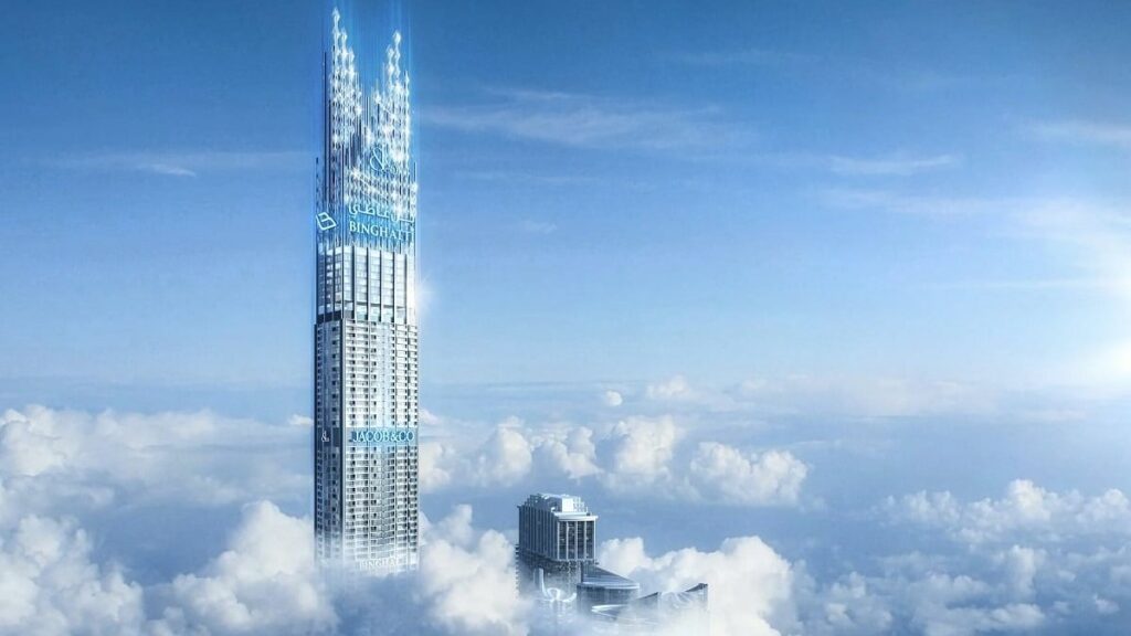 برج سكني جديد مستوحى من حركة الساعات يظهر تصميمه المعماري في أفق دبي.