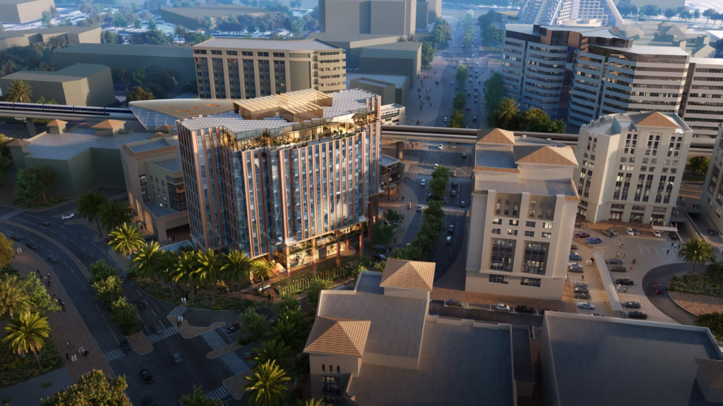 Modern office building in Dubai Healthcare City with LEED Platinum sustainable design