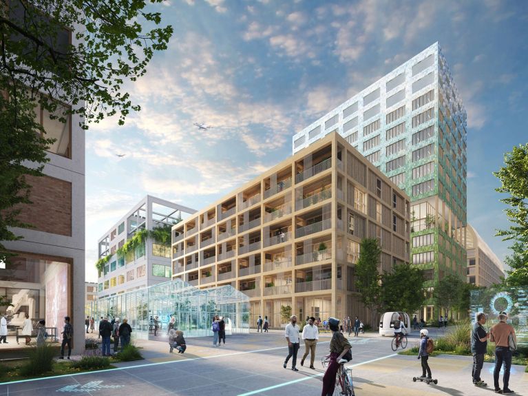 تصميم الواجهة الأمامية للمبنى الرئيسي في حرم الذكاء الاصطناعي