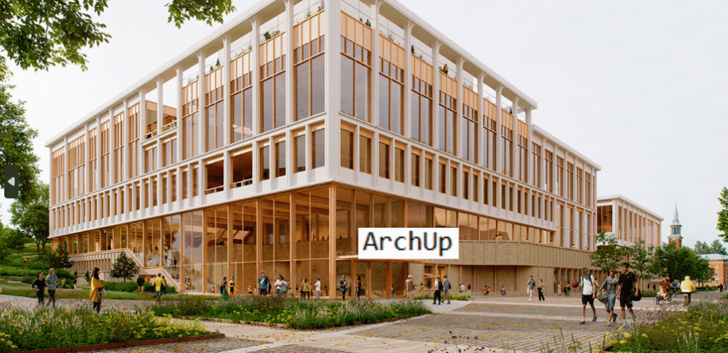 Centralbadet design integrated with surrounding park and green spaces