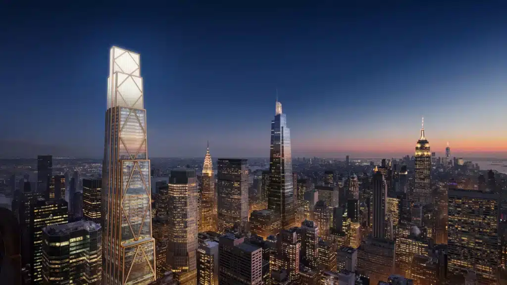 صورة جوية لبرج مانهاتن توضح ارتفاعه وموقعه في وسط المدينة