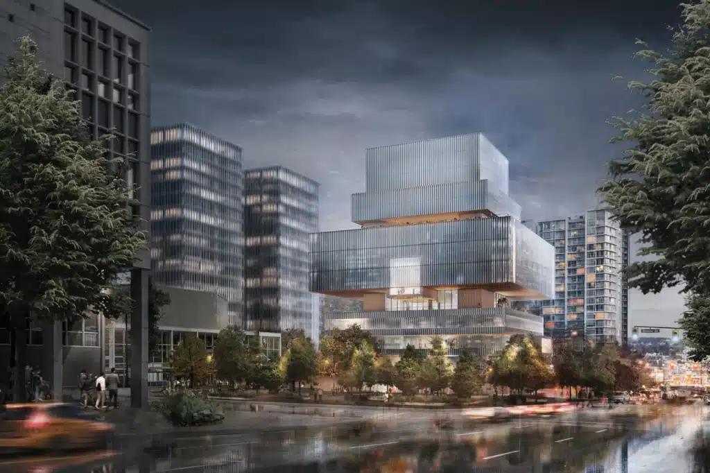 نموذج رقمي ثلاثي الأبعاد يوضح تكوين المبنى الجديد