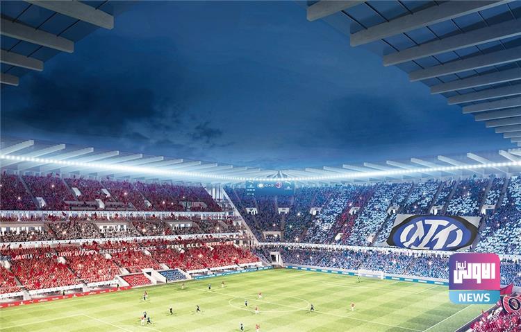 Master plan of the new Milan stadium project showing the stadium layout and surrounding areas.