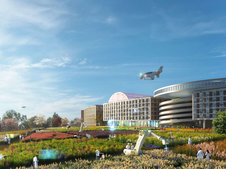 واجهة المدخل الرئيسي للمبنى في حرم الذكاء الاصطناعي