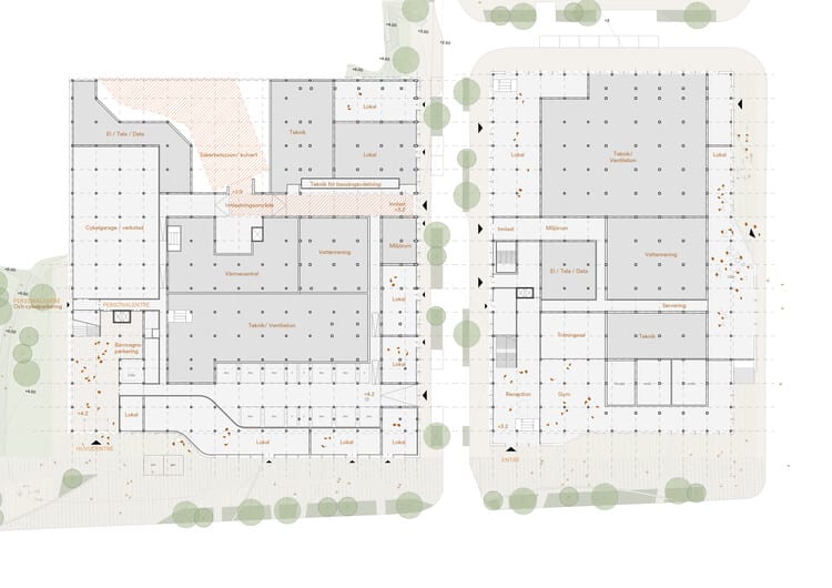 Architectural floor plan of Centralbadet project in Gothenburg