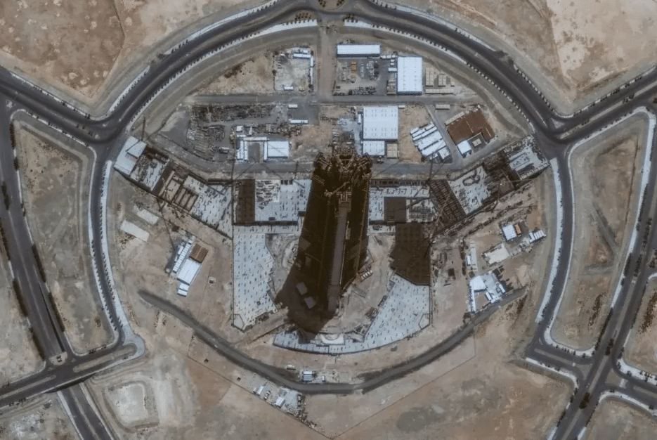 صورة فضائية لموقع برج جدة وتخطيطه العمراني