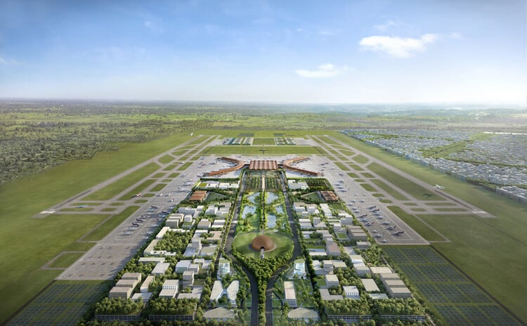 Aerial view of Techo International Airport site in Cambodia