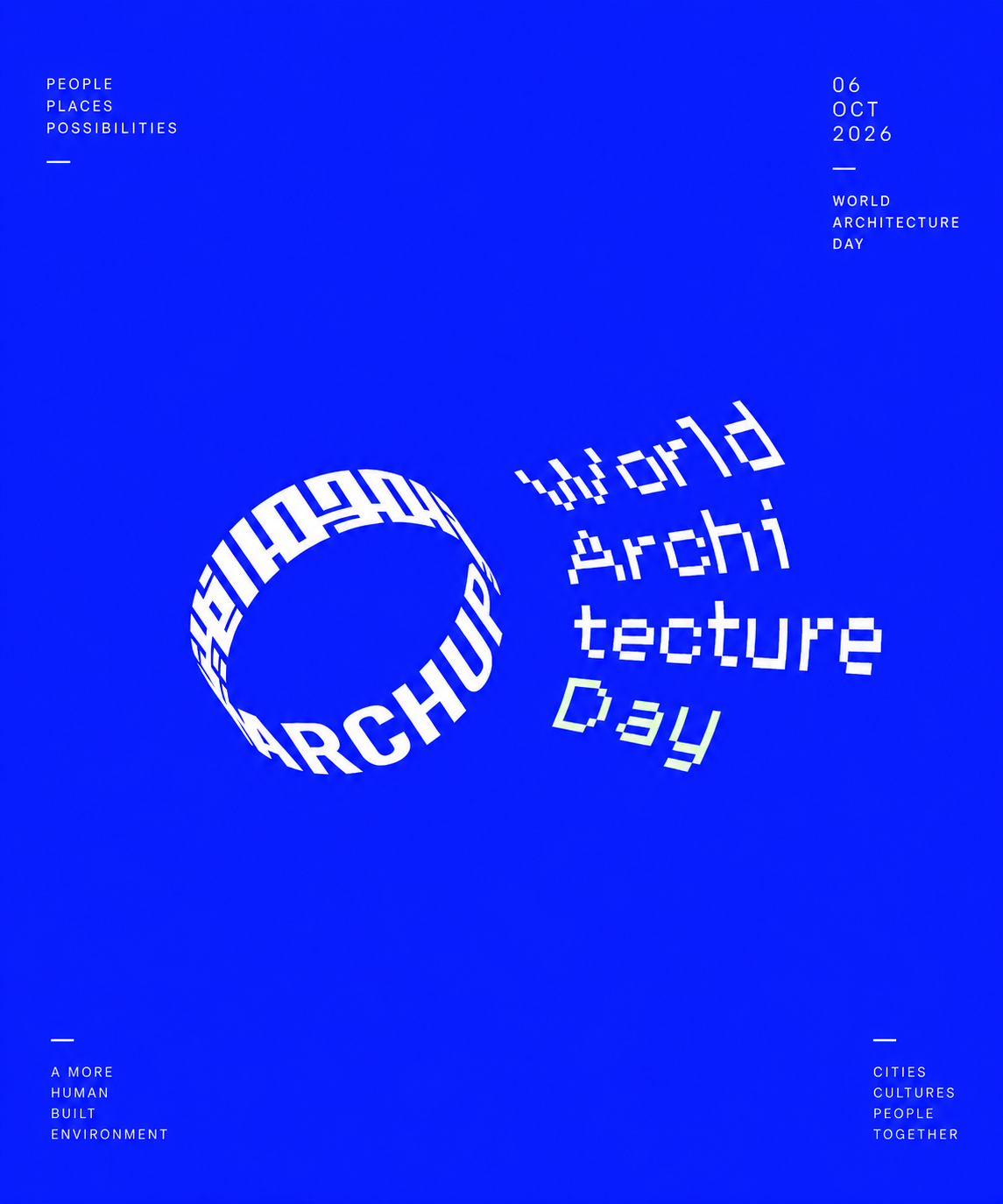 Poster for World Architecture Day 2026, marked on 5 October under the theme Housing is a Human Right. Build It.