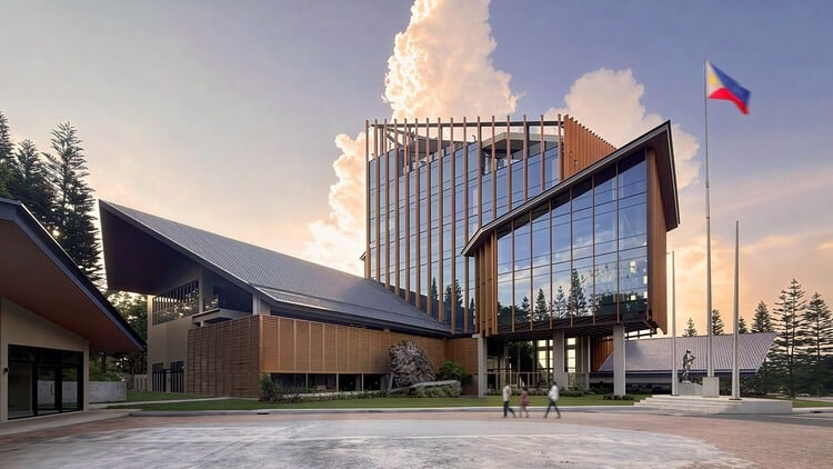 Exterior of Tagaytay City Hall with hill-inspired architectural design