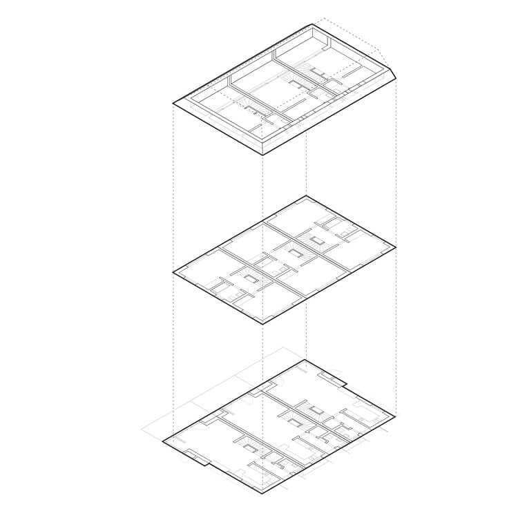 Overall view of Neubiberg residential quarter showing terraced buildings and green spaces