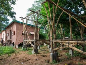 Bamboo houses in Myanmar standing after March 2025 earthquake