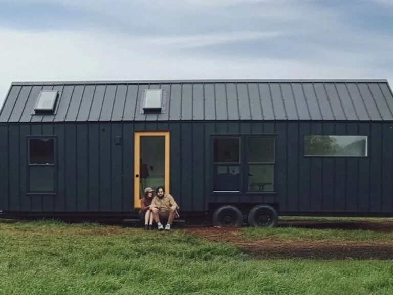 Exterior of the Nordic & Spruce Homesteader tiny home with Scandinavian design