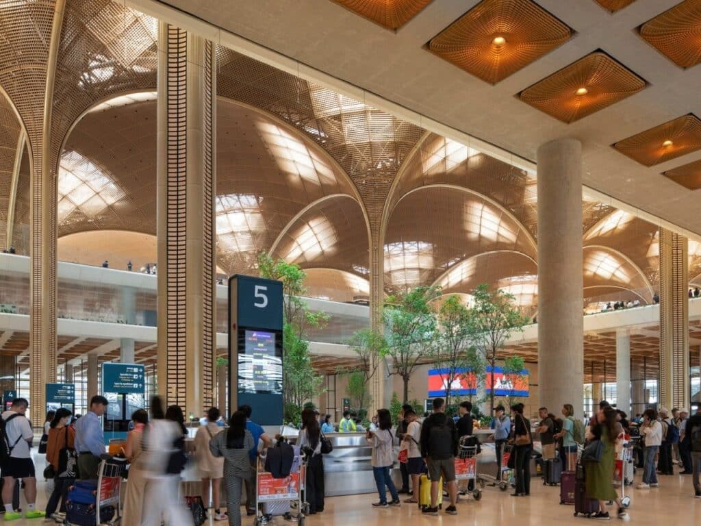 Techo International Airport in Cambodia featuring sustainable architecture that blends Cambodian heritage, nature, and innovation for a unique travel experience