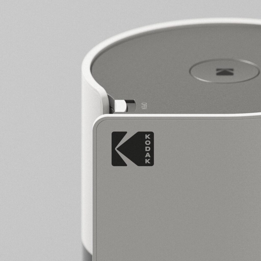 Analog film camera with classic yellow and black design