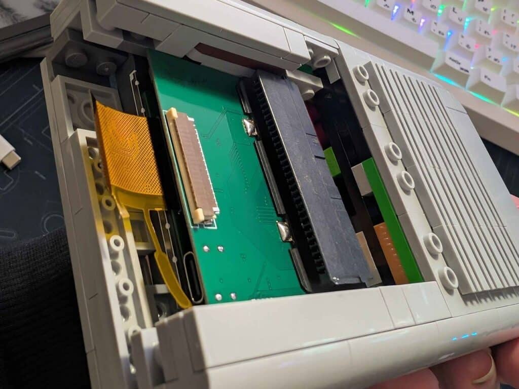Close-up of custom PCB inside LEGO Game Boy
