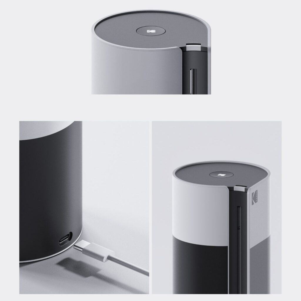 Analog film camera with classic yellow and black design