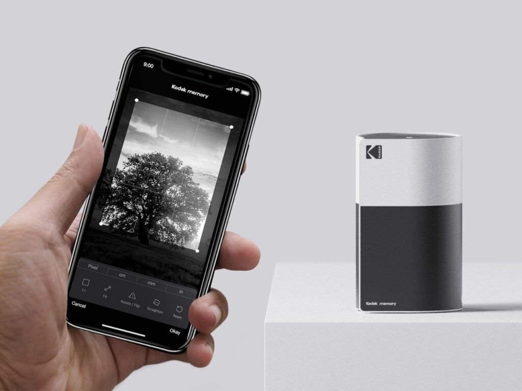 Analog film camera with classic yellow and black design